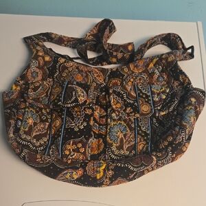 Vera Bradley Black and Brown Hobo Bag with Paisley Design